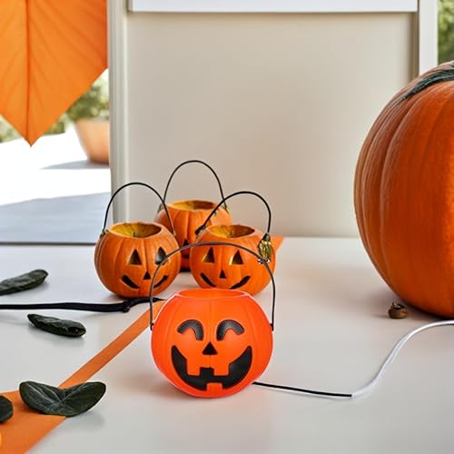 Miniatura 5 de Cubo de calabaza de Halloween, linterna portátil, decoración creativa de lámpara de calabaza para fiestas espeluznantes para atmósfera de Halloween