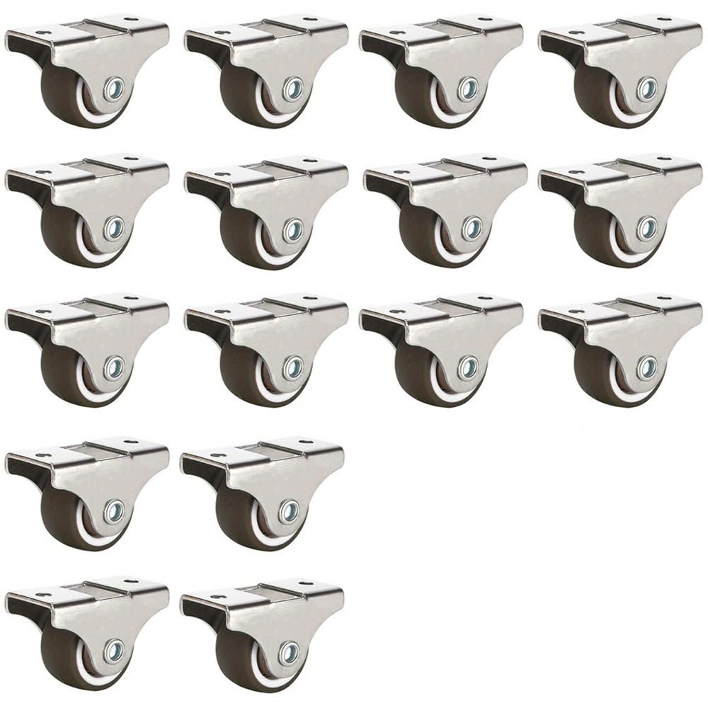 GBRJUYF Mini Furniture Wheels Low-Profile Cs Soft Rubber Swivel Rollers Noise-Free 16 Pack Directional Ideal for Carts & Drawers Easy Mobility