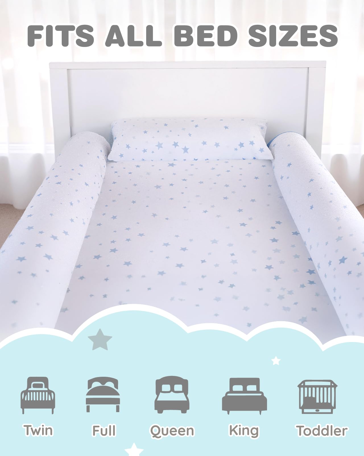 Lilian&Gema 2er Pack Rausfallschutz Bett Reise Aufblasbar, Bettschutzgitter Aufblasbarer Rausfallschutz Aufblasbar 140 cm für Kinder & Baby (Grau)