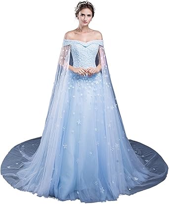 Off shoulder gown with cape Clearance