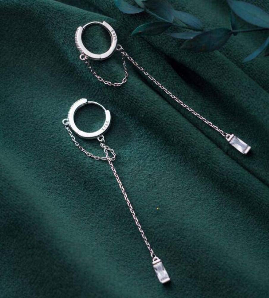 RWRAPS Ohrringe für Frauen, S925 Silber Ohrringe, weiblicher koreanischer Kunststil, Lange Ohrringe, Temperament, Quaste, weiblicher hängender Ohrring, EIN Paar
