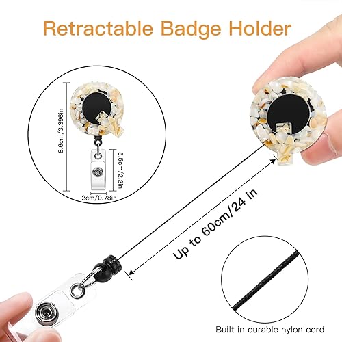 Miniatura 9 de Soleebee Paquete de 1 carrete retráctil para insignias, soporte retráctil de 24 pulgadas con clip de cocodrilo giratorio de 360, clip de