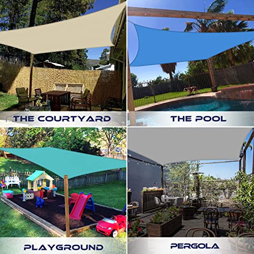 Windscreen4Less 16' X 20' Sun Shade Sail Rectangle Uv Block Canopy Perfect For Patio Backyard Porch Pergola Pool Deck Lawn Garden Beige #TOP1