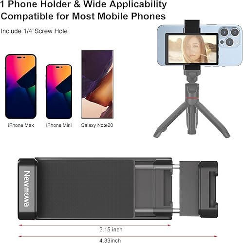 Miniatura 4 de Newmowa Pantalla de monitor para selfie de vlog para teléfono, soporte magnético para teléfono, cámara trasera para selfie vlog Live Stream TikTok,