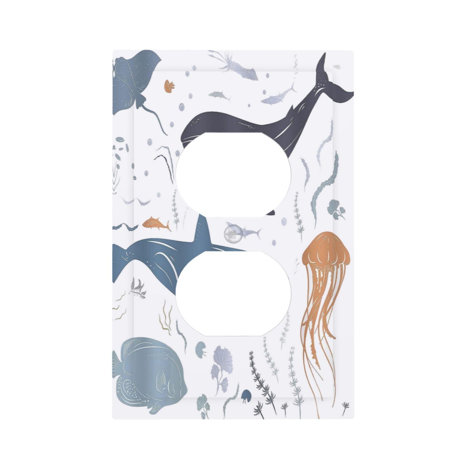 Wpshijia Kids Sea Animal Decorative 1 Gang Single Duplex Light Switch Plate Outlet Cover Decorative Wall Plate Switchplate Electrical Faceplate for Nursery Kidsroom Bedroom Decor