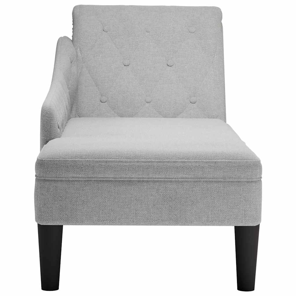 Chaise longue con cuscino e bracciolo destro, tessuto grigio