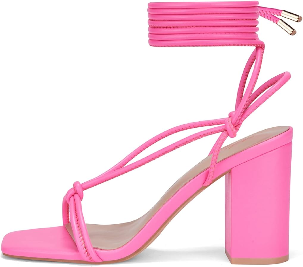 靴 andwang enamel square strap heels Enamel square strap heels