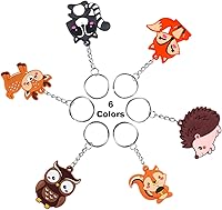 Vista 6 de Paquete de 24 llaveros de animales del bosque para suministros de fiesta de bosque, rellenos de bolsas de fiesta de cumpleaños, regalos