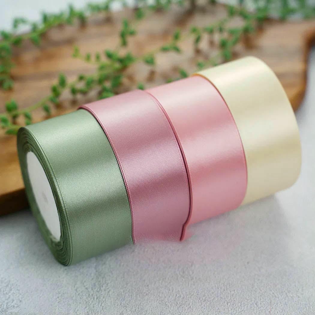 25 Yards Satinband 50 mm 38 mm 25 mm 15 mm 10 mm 6 mm für DIY-Verpackungen, Seidenbastelbedarf, Nähzubehör, Partydekoration, Glitzer-Silber, Breite 50 mm
