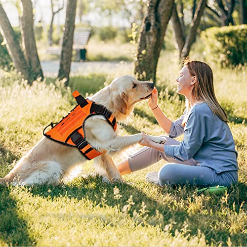 Wingoin Orange Dog Tactical Harness For Small Dogs No Pull Adjustable Reflective K9 Military Dog Service Dog Harnesses With Handle, Metal Buckles For Dachshund, Boston Terrier, Beagle(S) #TOP6