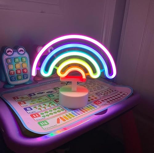Miniatura 3 de Letrero de neón arcoíris, decoración de luz de neón para habitación de niñas, decoración de dormitorio LED, lámpara de mesa a pilas para fiesta en
