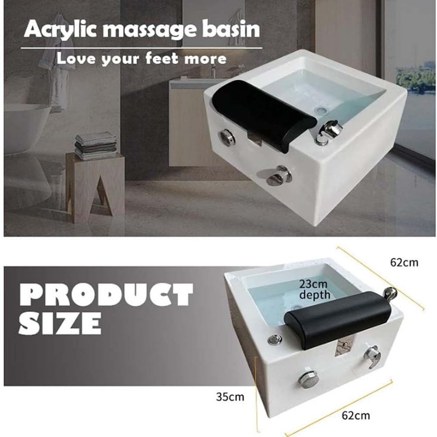 BañEra de Hidromasaje PortáTil para Pies y Pedicura, BañO de Pies AcríLico, Drenaje AutomáTico, BañEra de Pedicura para RelajacióN y Alivio del Dolor, para Tratamiento de SPA en el Hogar