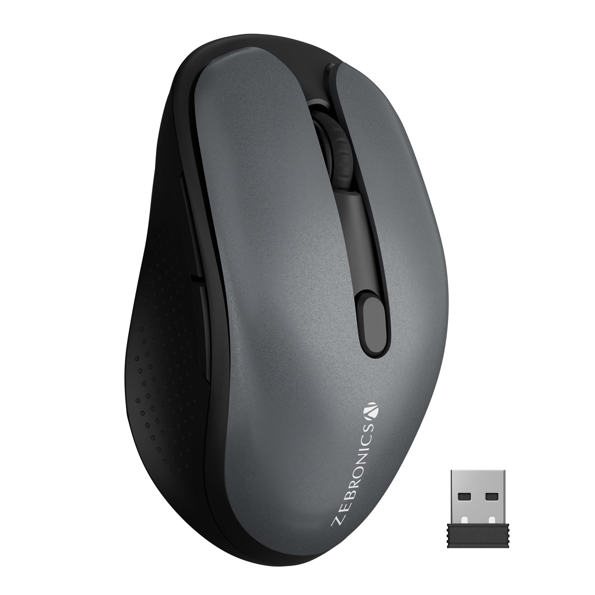 ZEBRONICS Charm Rechargeable Wireless Mouse, Dual Mode (2.4GHz + BT), Dual Bluetooth, Upto 1600 DPI, Silent Operation, 6 Buttons, Comfortable & Ergonomic, for Mac | Laptop | Computer (Metallic Grey)-picture-18