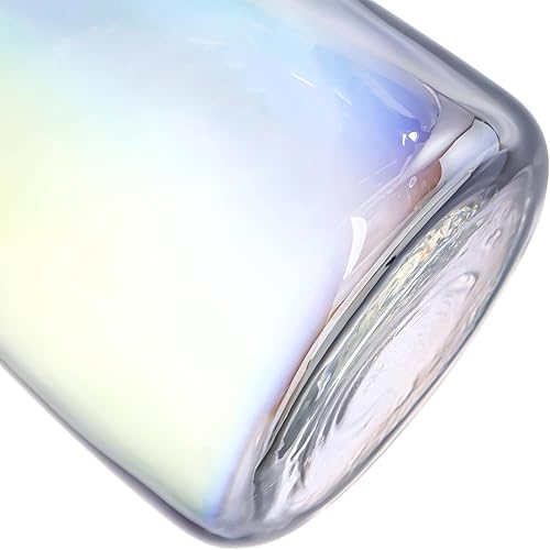 Miniatura 4 de Elsjoy Juego de 3 jarrones de vidrio iridiscente, jarrón alto de 8 pulgadas de cristal transparente, jarrón alto irisado, juego de jarrón decorativo