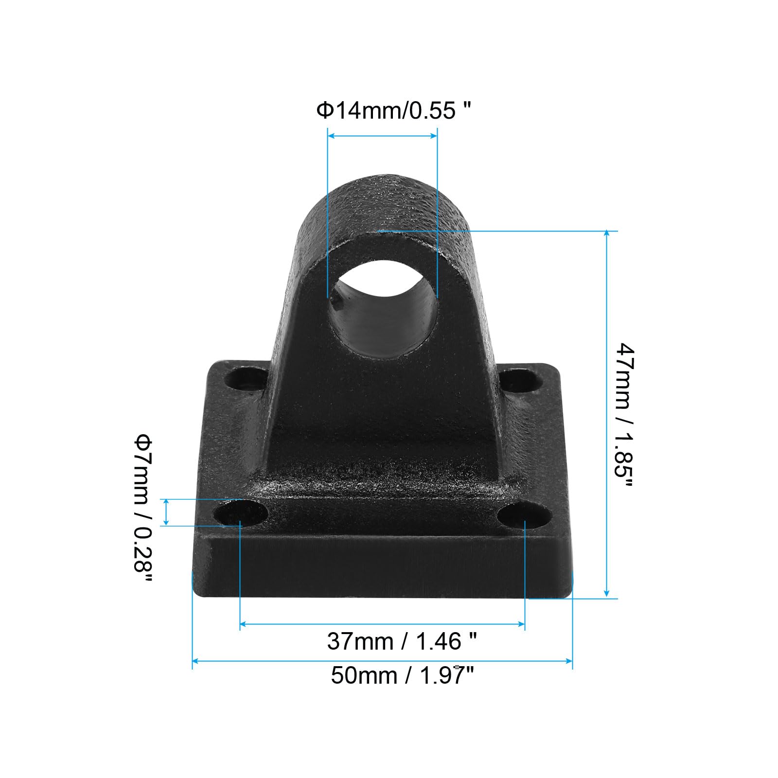 PATIKIL 50x50x47mm Air Cylindre Pied Bride Tige Pivot Chape Pneumatique Montage Support Arrière Montage Pièces, Noir