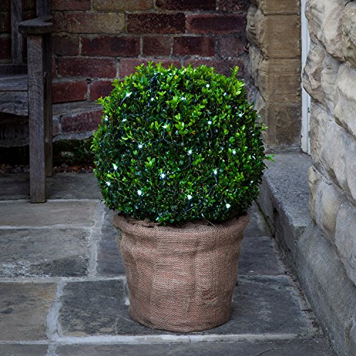 Lights4fun 60 Cool White LED Outdoor Battery Operated Net Light for Topiary Balls, Trees & Bushes – Waterproof Decorative Garden Net Light 8 Lighting Modes Timer Feature