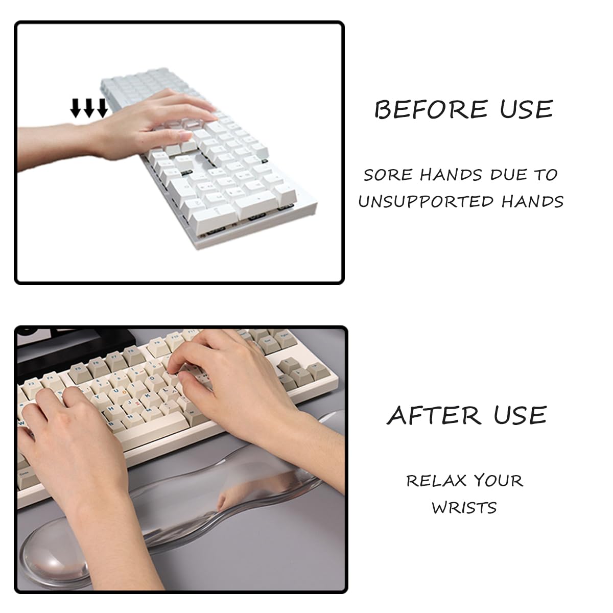 Sumgsn Set poggiapolsi in gel di silicone per tastiera e mouse, bianco, morbido, ergonomico, rilassa il polso, per computer portatile, ufficio e casa