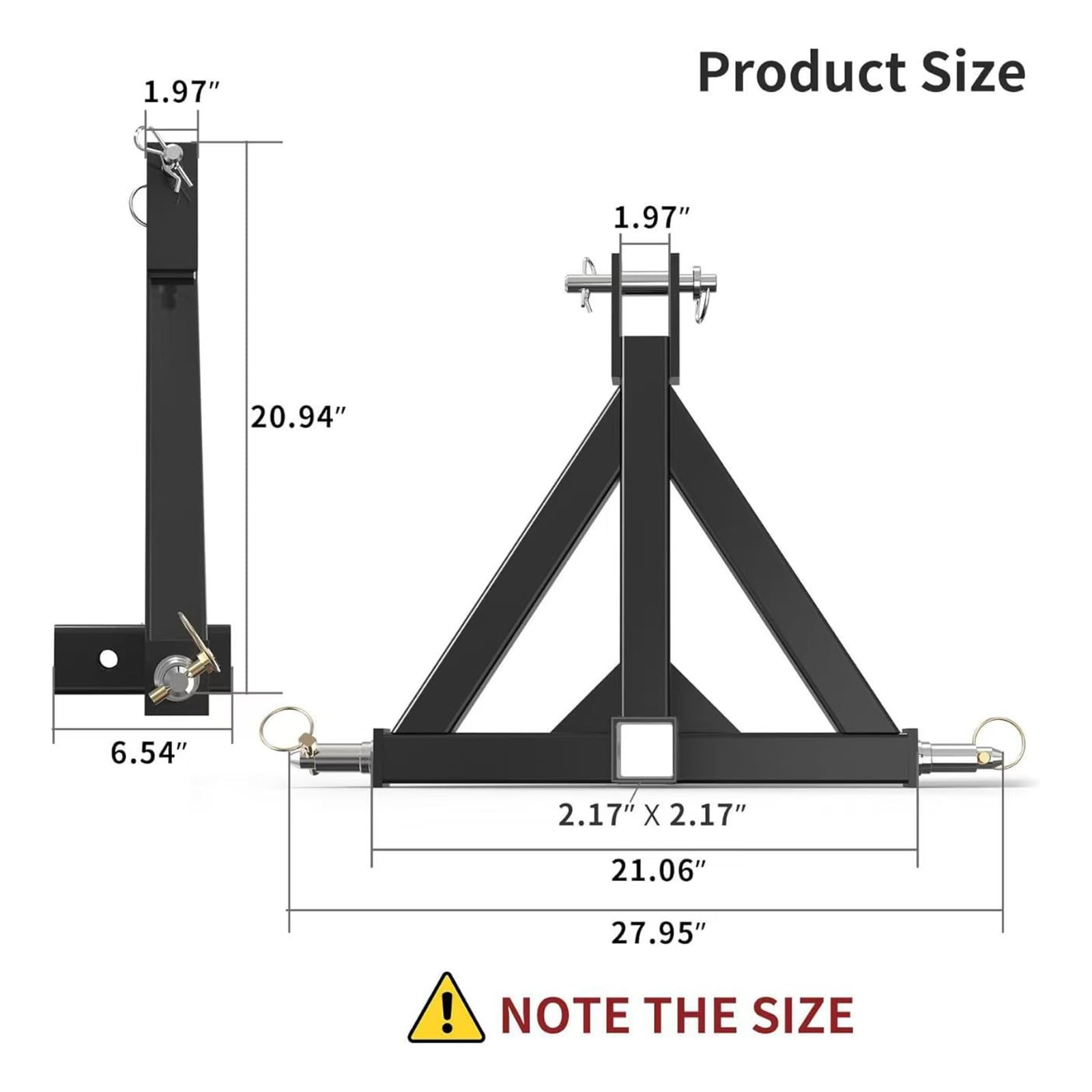 Enganche de Remolque de 3 Puntos con Receptor de 2 Pulgadas, Adaptador de Barra de Tiro de Enganche Rápido de Tractor de 3 Puntos de Alta Resistencia, Enganches Compactos para la Mayoría de Tractores