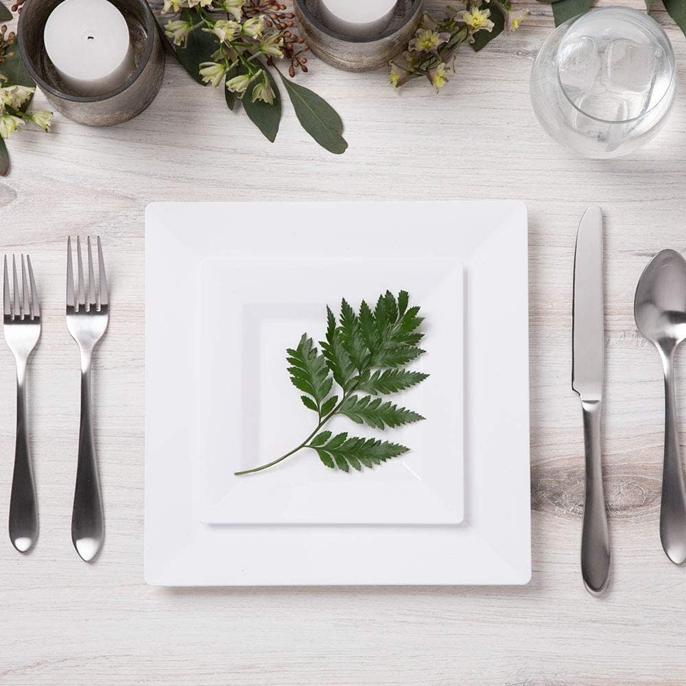 One-Day Sale: Up to 60% Off Disposable Square Plastic Plates - 60 Pack - 30 x 9.5 Dinner and 30 x 6.5 Salad Combo - Premium Heavy Duty- By Aya's Cutlery Kingdom