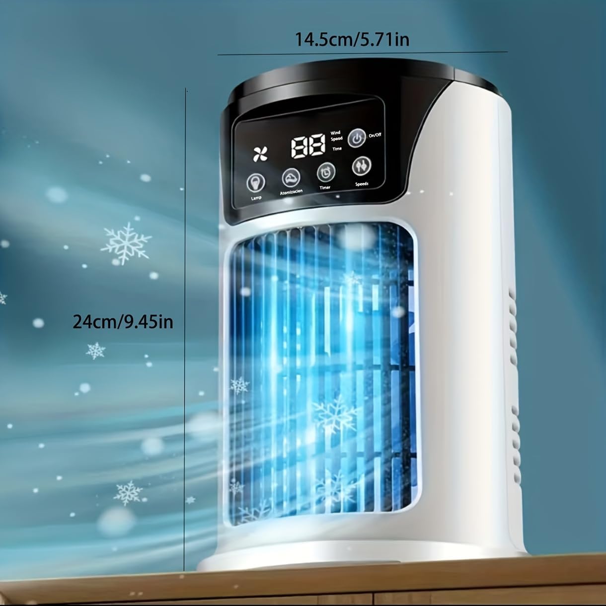 1pc Portable Air Conditioner Humidifier Atmosphere Light Fan USB Cooler Air Conditioner, 3 In 1 Function, Small And Lightweight, Office Household Essential Cooler USB Portable Air Conditioner USB Fan