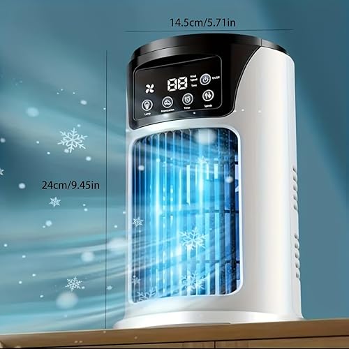 Miniatura 7 de Humidificador de aire acondicionado portátil, ventilador de luz de atmósfera, ventilador USB enfriador de aire acondicionado, función 3 en 1,