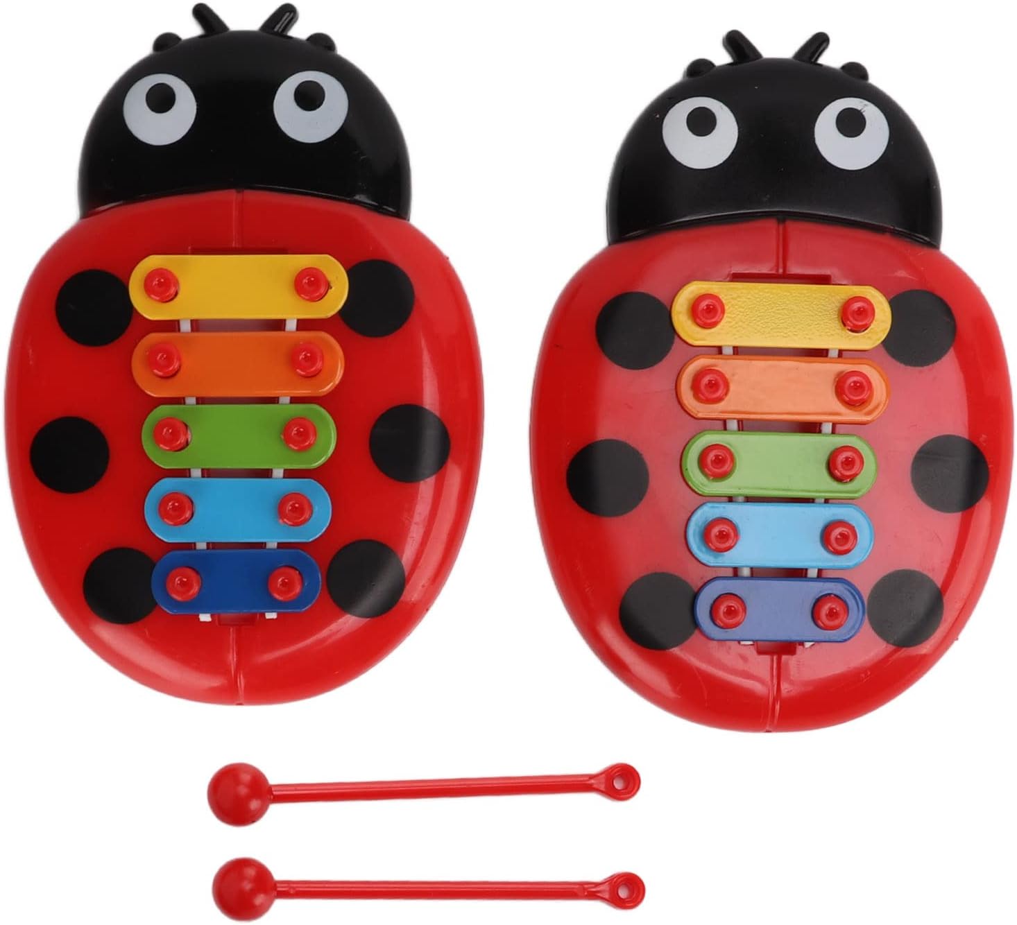 2Pcs Kids Xylophone,Colourful Seven Star Ladybug Shape Xylophones Toys for Toddler Child