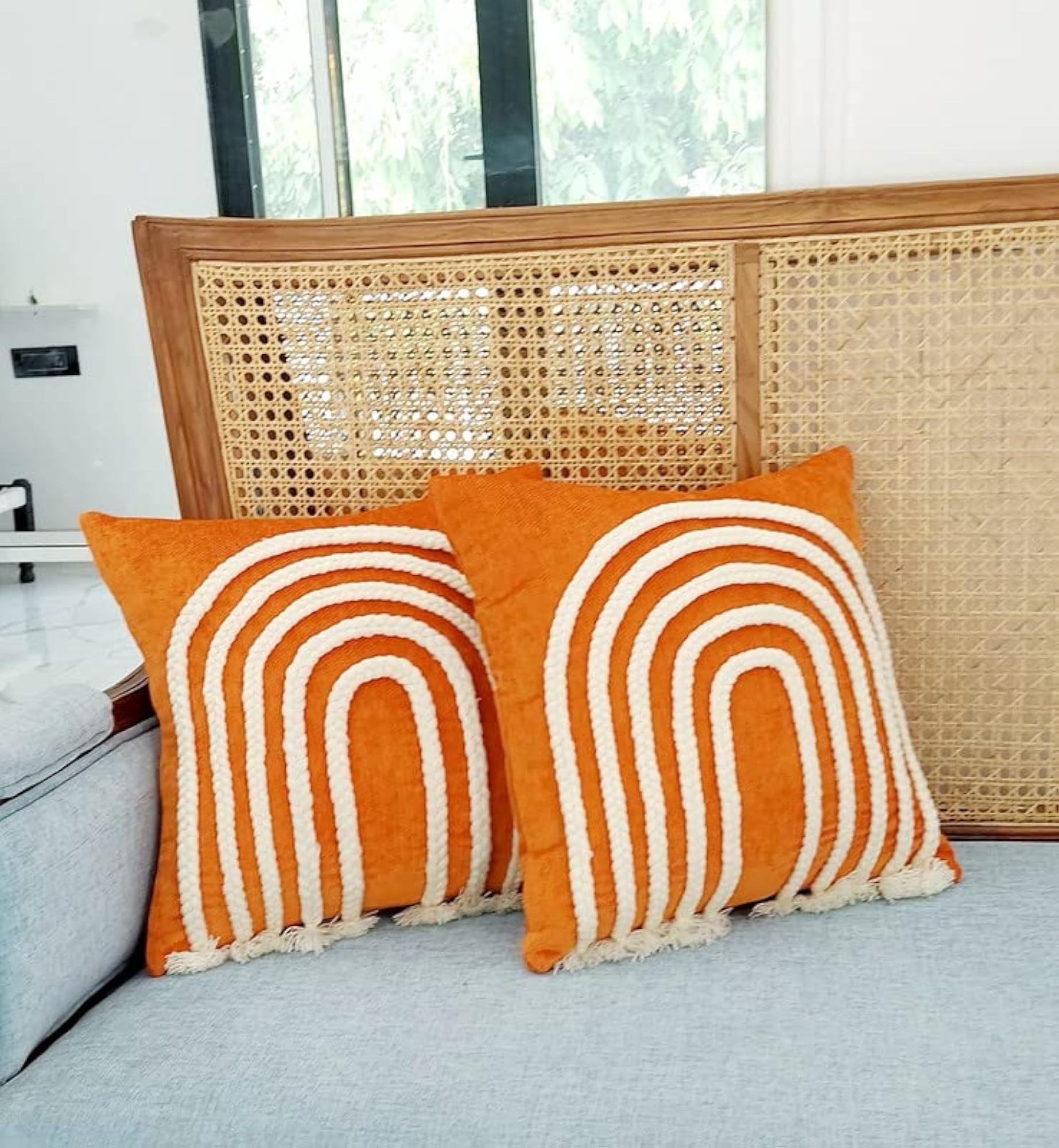 Orange Boho Texture Cushion Cover, 20X20
