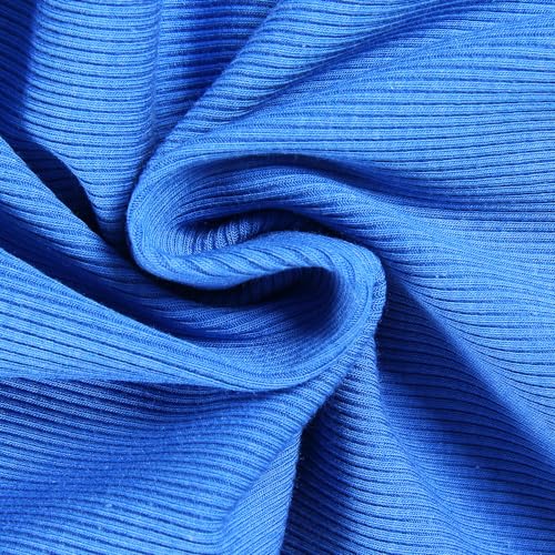 PALINDA Women's Short Sleeves Ribbed Fitted Shirt Basic V Neck Slim T Shirt Tops(Royal Blue M) by PALINDA - Image 2