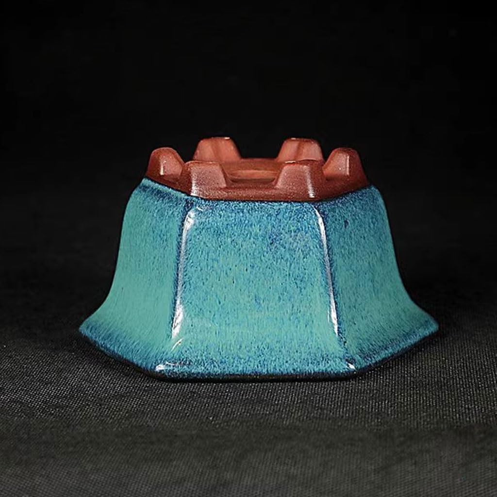 Doniczki na rośliny wewnętrzne doniczki ceramiczne kolorowe glazury doniczki na sukulenty doniczki miniaturowe doniczki bonsai fioletowe gliniane doniczki sześciokątne zielone doniczki