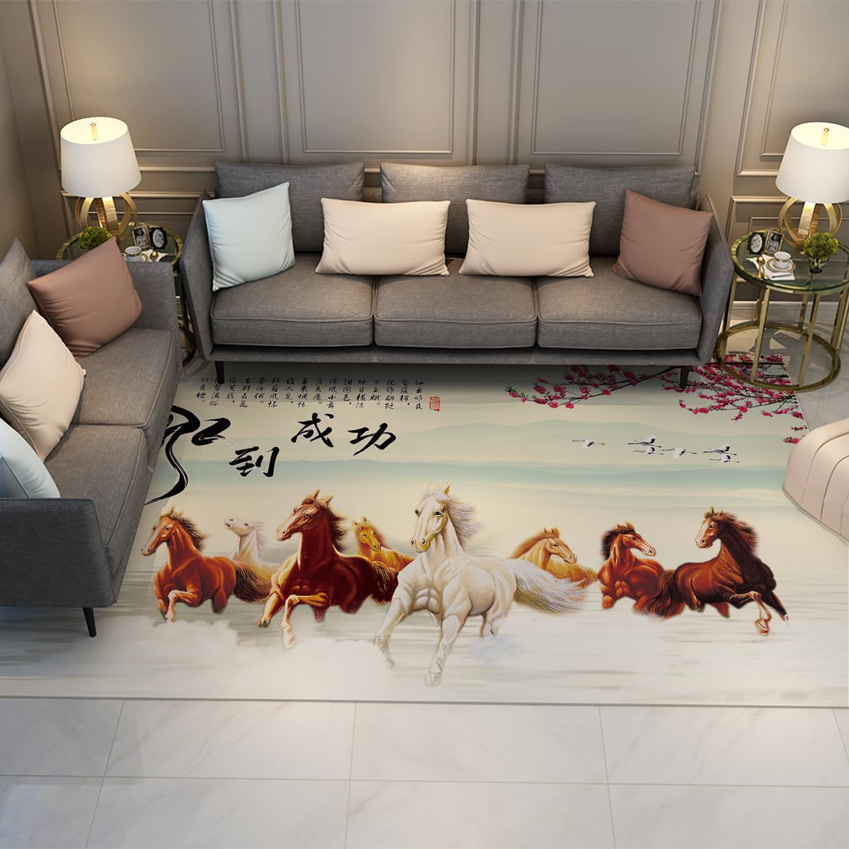 Tapis anti-glisse sans perte de poils de 80x150cm pour salon et bureau