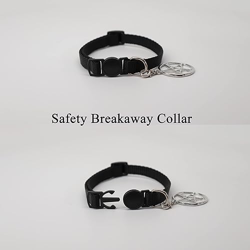 Miniatura 4 de Collar de gato negro con pentáculo pagano Wiccan acabado plateado en seguridad Breakaway Collar ajustable tamaño de cuello 8 a 12 pulgadas