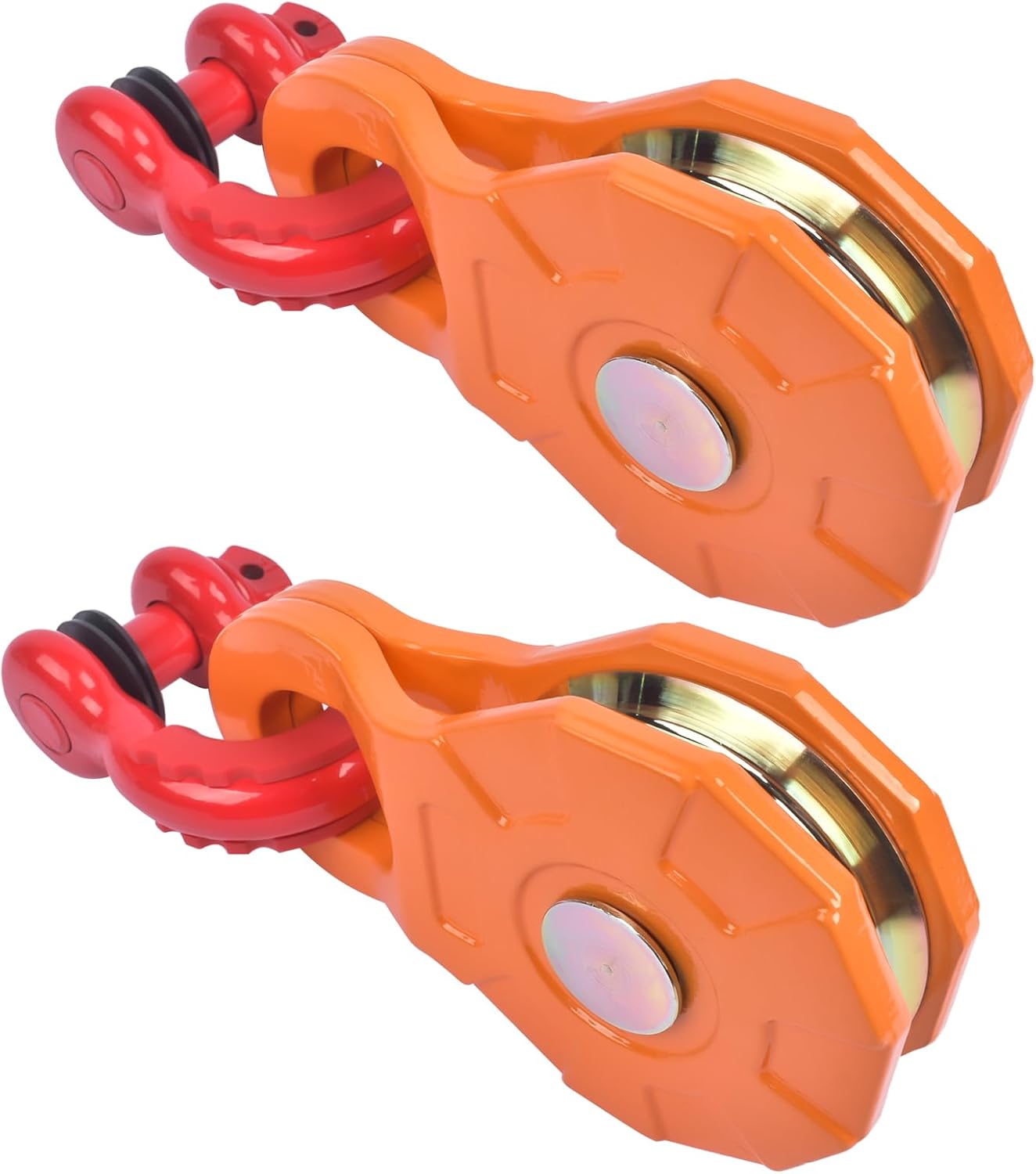 Offroad Recovery Kit - 2 Pack 11 Ton Snatch Block Pulley with 2 D-Ring Shackles, 25000 lbs Capacity, Heavy Duty Winch Recovery Kit, Off-Road Towing Tool Universal Cable Fit for Truck Tractor ATV UTV