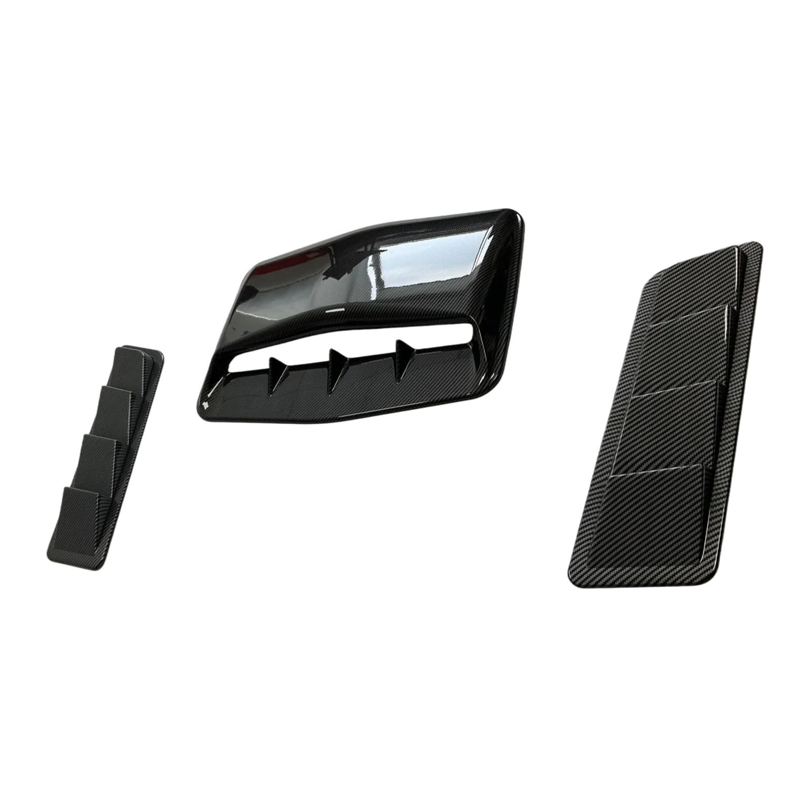Wlot powietrza do maski Samochody ciężarowe Pokrywa nawiewów Boczna maska ​​Akcesoria uniwersalne Wykończenie zewnętrzne Jasne czarne włókno węglowe(Carbon-3PCS)