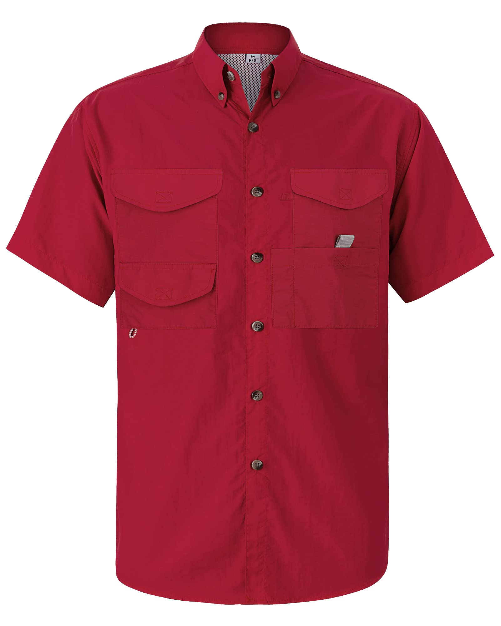 Alimens &amp; Gentle Short Sleeve Fishing Shirt Wicking Fabric Sun Protection Casual Button Down Shirts