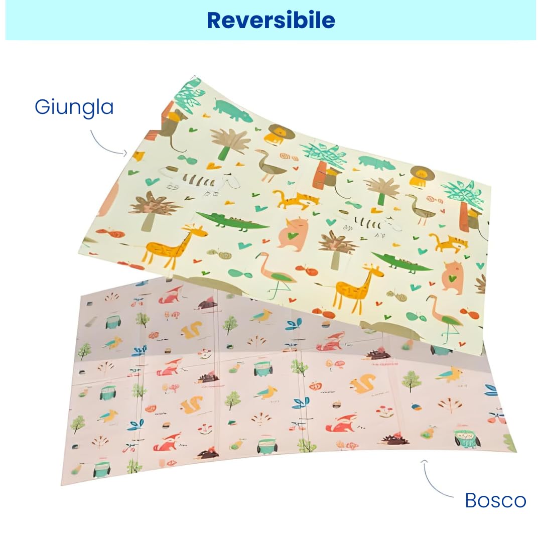Edibaby, Tappeto Gioco Bambini, 180 x 150 cm, Spessore 1 cm,Tappeti Neonato in XPE Imbottito, Reversibile e Pieghevole, Attività per Cameretta