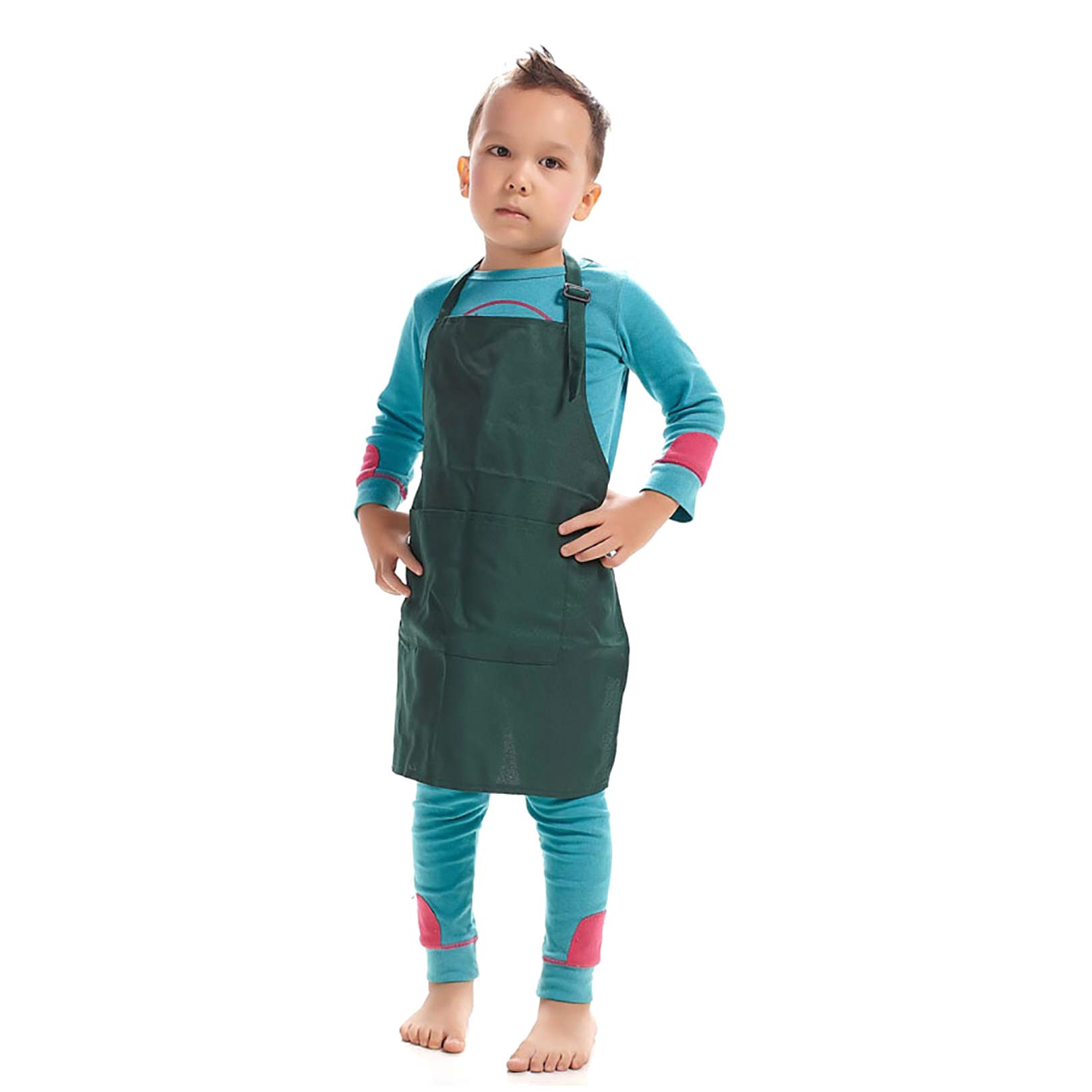 LissomPlume Unisex Kids Art Smock Children Painting Bib Apron Craft Wear Kit with 2 Roomy Pockets for Kitchen Classroom