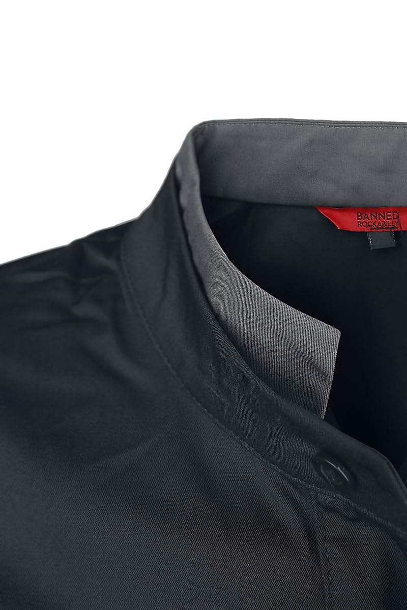 Banned Alternative Double Collar Shirt Männer Langarmhemd schwarz