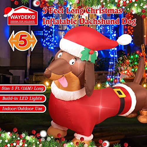 Chien teckel de Noël gonflable 1,5m : décoration jardin extérieure