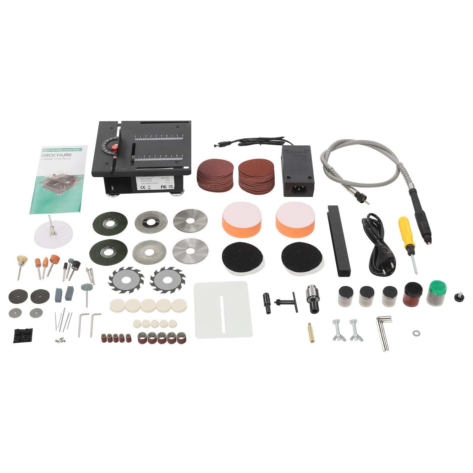 Mini sierra circular de mesa, 100 W, portátil, minisierra de mesa de precisión, DIY en miniatura, 7 velocidades ajustables con 8 cuchillas, pequeña sierra de mesa para manualidades, madera hecha a