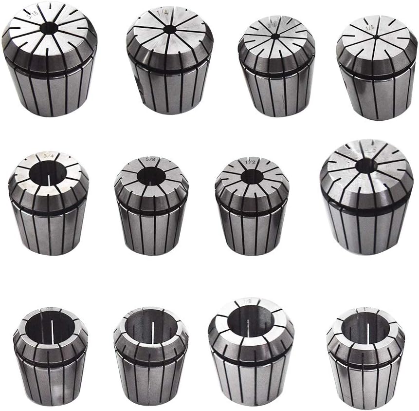12Pcs ER40 Collets Common Size 1/8 3/16 1/4 5/16 3/8 1/2 5/8 3/4 1 1-1/16 1-1/8 12Pcs ER40 Collets Common Size 1/8 3/16 1/4 5/16 3/8 1/2 5/8 3/4 1 1-1/16 1-1/8
