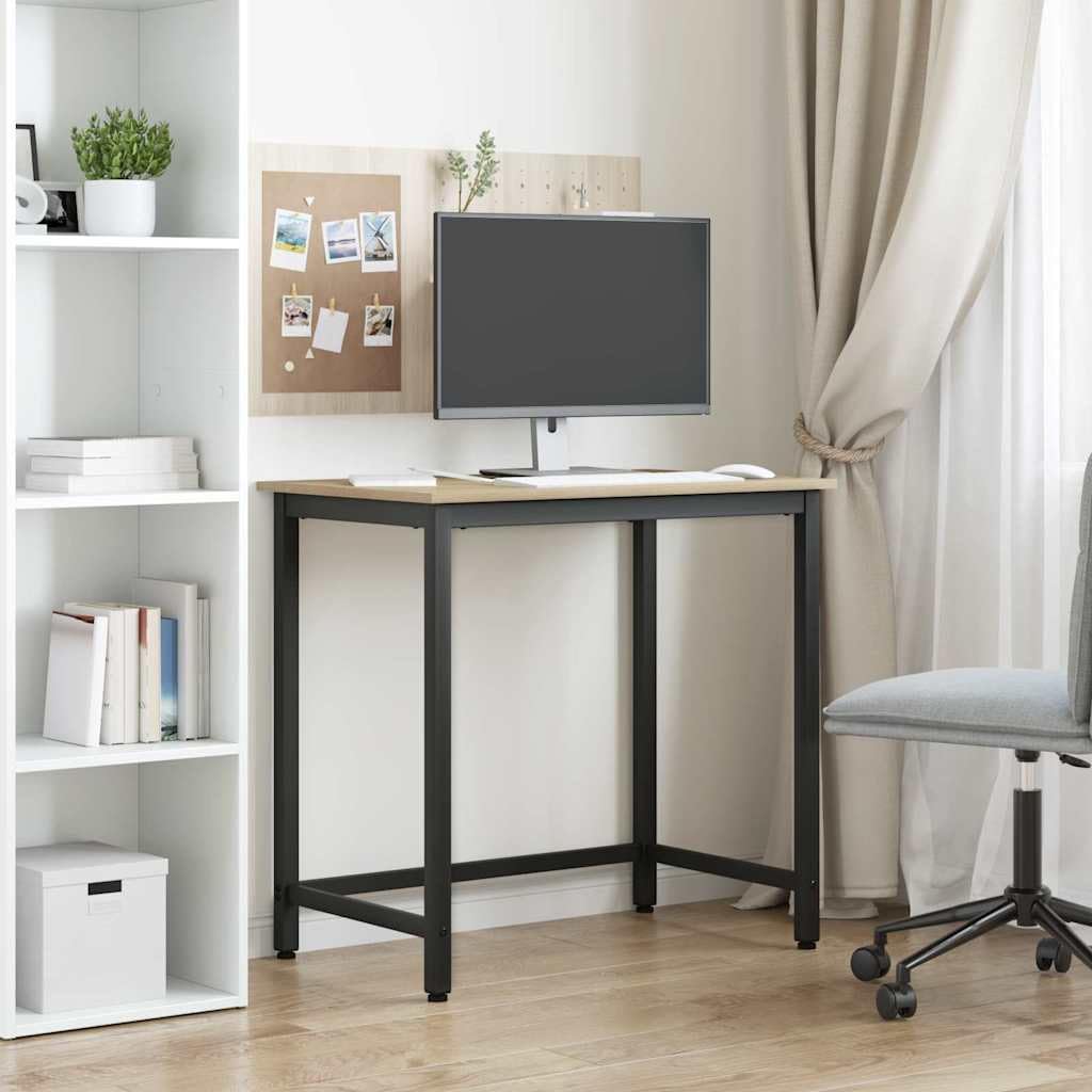 Mesa de trabajo genérica regulable en altura 100 x 50 x 76,5 cm, escritorio moderno de madera de ingeniería y acero, mesa de estudio robusta para salón u oficina