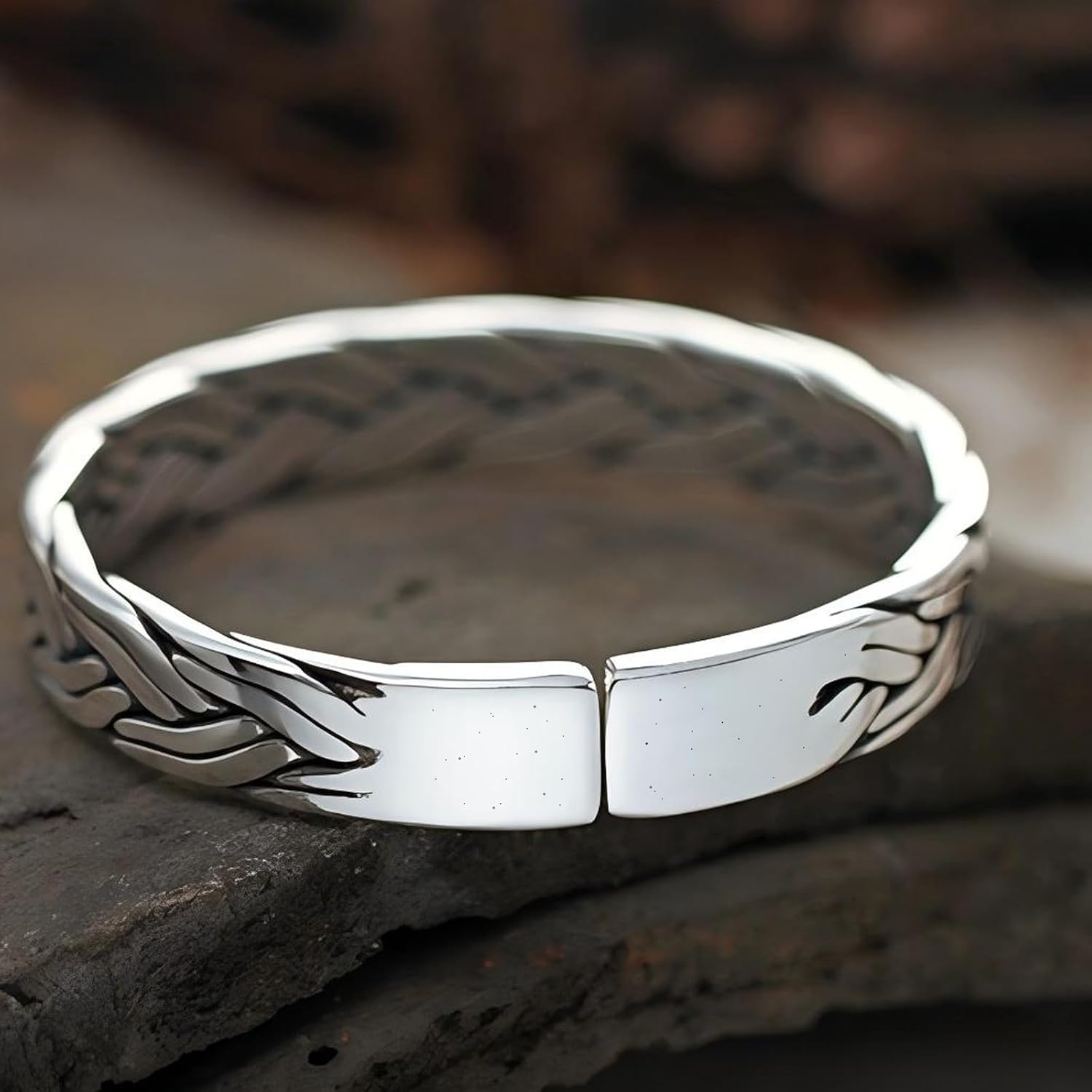 Kim Carrey S925 Sterling Silver Bracelet, Stacked Bracelets Open Bangle Cuff Design, Men's Gift Jewelry for My Man
