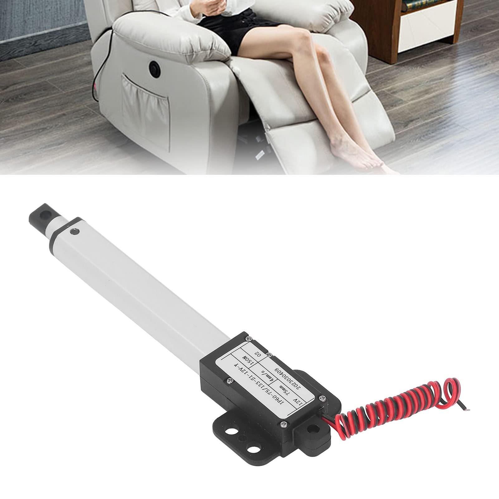 150N 12V Mikroelektrischer Linearantrieb 75mm / 3in Hub Elektrische Linearmotor, Bewegungsantriebe Linearaktuator für Heimautomation Robotik Industrie (Mit Halterung)