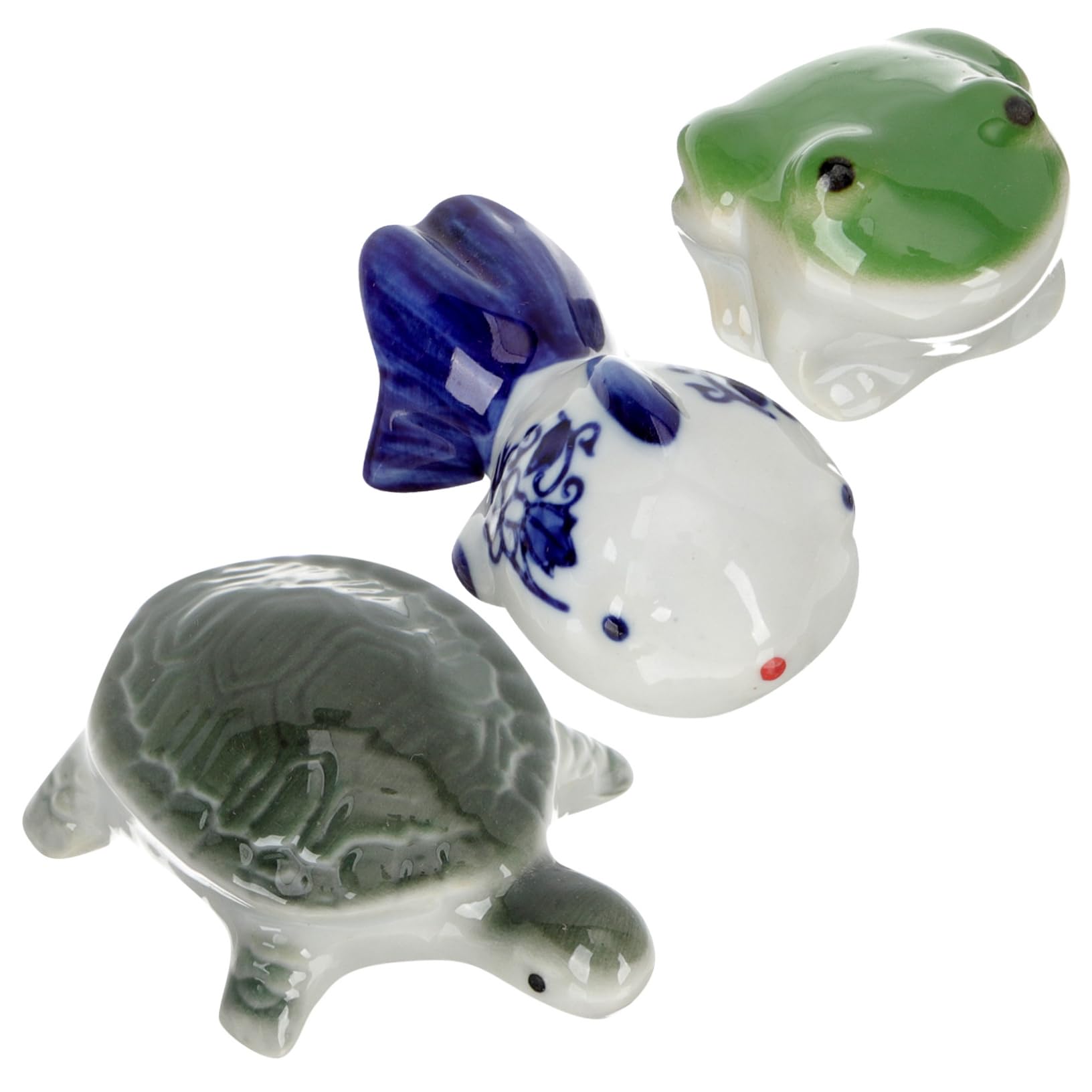 Happyyami 6stücke Schwimmende Fisch Tank Dekoration Keramische Frosch Und Schildkröte Figuren Für Aquarium Niedliche Tier Ornamente Für Lebendige Aquariengestaltung