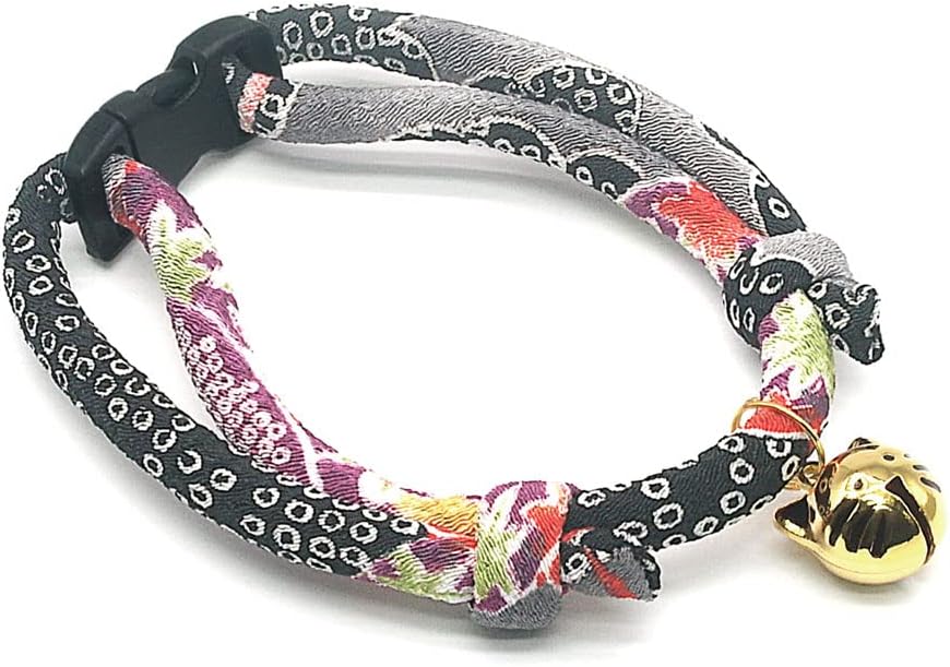 Cat Collar with Kitty Face Bell. Cute Japan Chirimen Kitten Collar. Soft & Lightweight. image 2