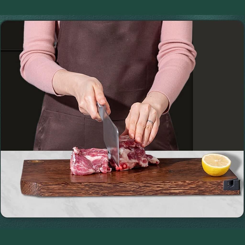 Thickened Double Sided Wooden Chopping Board with Handles for Meat, Fish, Vegetables, and Cheese, Multipurpose Carving Cutting Board for Kitchen, Wenge S+l