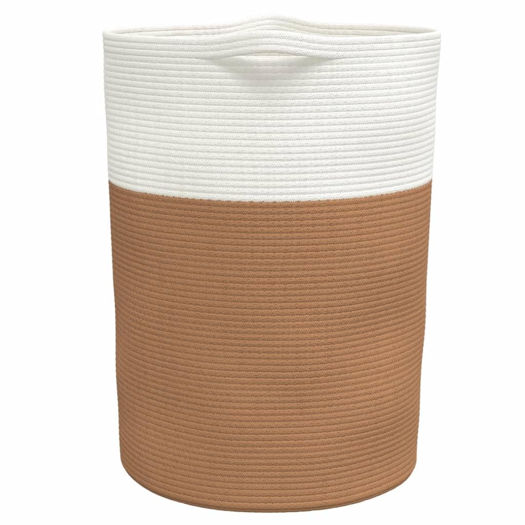 Rantry Aufbewahrungskorb Braun und Weiß Ø49 x 65 cm aus Baumwolle, Aufbewahrungskörbe, Badezimmer-Aufbewahrungskorb, Aufbewahrungskorb zum Aufhängen, Organizer zum Aufhängen