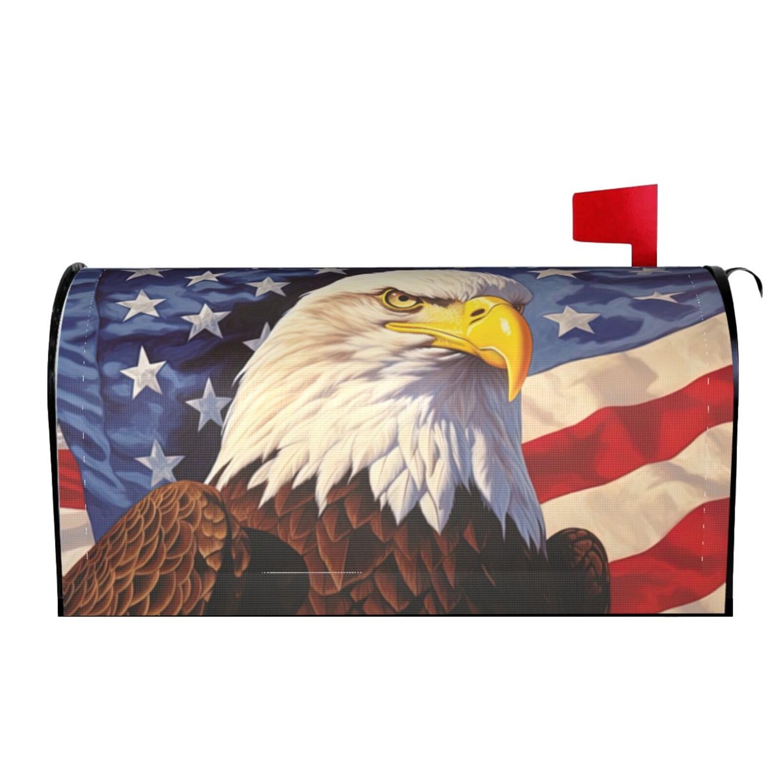 Bald Eagle American Flag 01 Mailbox Covers Magnetic Wraps Post Letter Box Cover Garden Home Decor