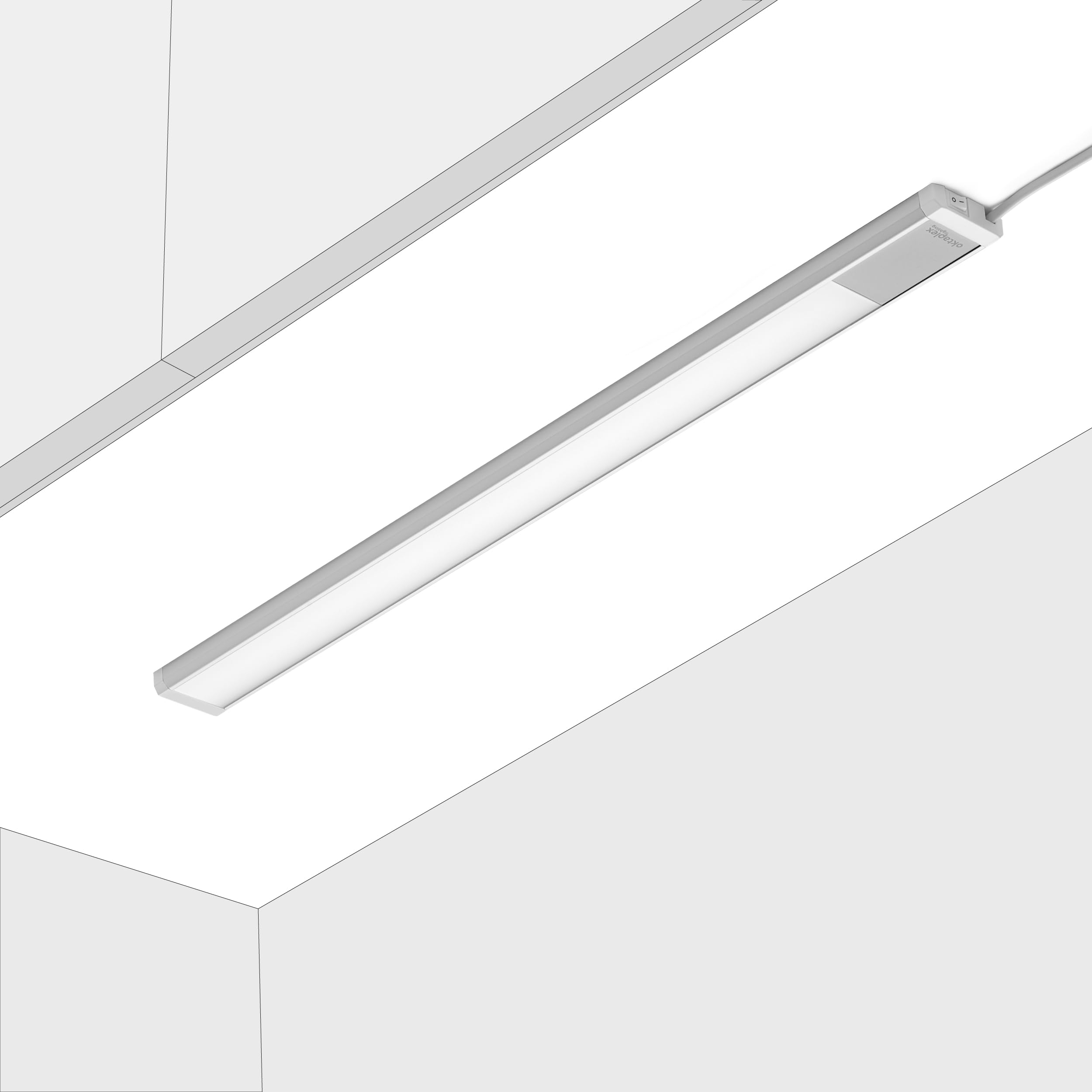 Oktaplex Riva luce sottopensile cucina LED piatto bianco caldo 57,5cm 730lm con interruttore 10,4W 230V luce sottopensile argento