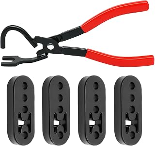 Exhaust Hanger Removal Tool, Heavy Duty Exhaust Hanger Pliers Kit | 5PCS Muffler Hanger Removal Tool with 4 Hole Rubber Hanger Kit for Car, Truck, SUV Exhaust System Repair & Installation